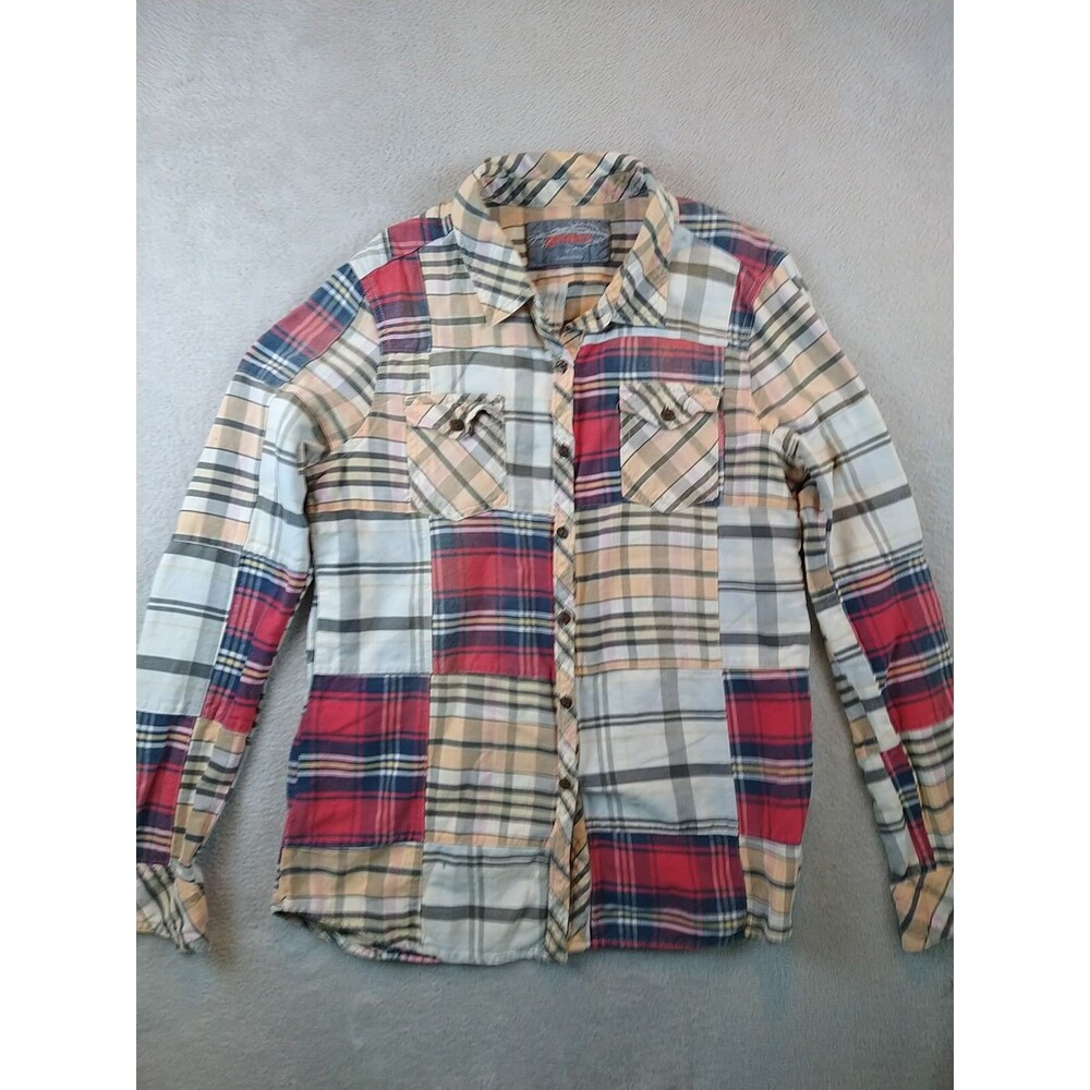 Gramicci Flannel Button Shirt Women's Medium Long Sleeve Patchwork Plaid
